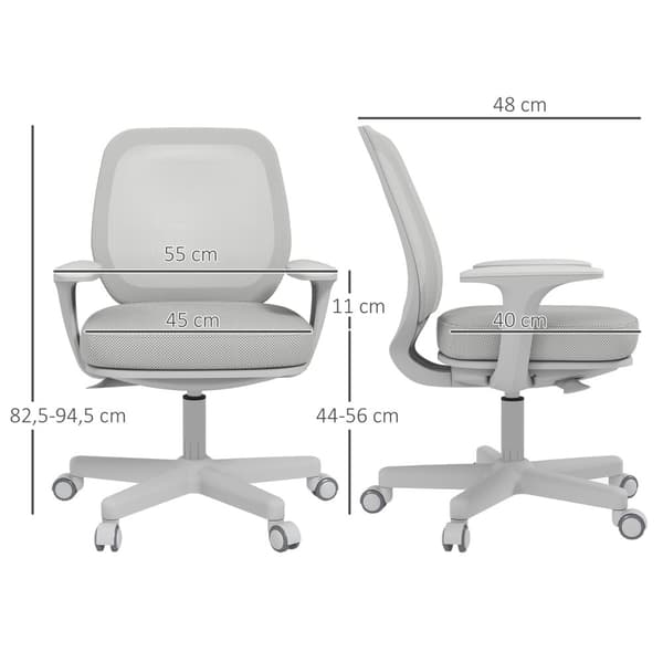 Rootz Ergonomic Office Chair - Desk Stol - Swivel Chair - Höjd justerbar - 55 cm x 48 cm x 82,5-94,5 cm