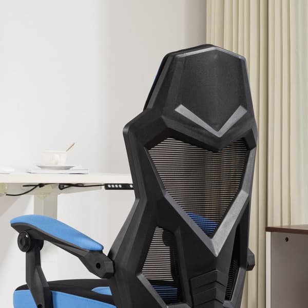 Rootz Gaming Office -ordförande - Höjdjusterbar säte - Roterbar rull - Ergonomisk komfort - 58 cm x 63 cm x 112-122 cm - Blå -svart