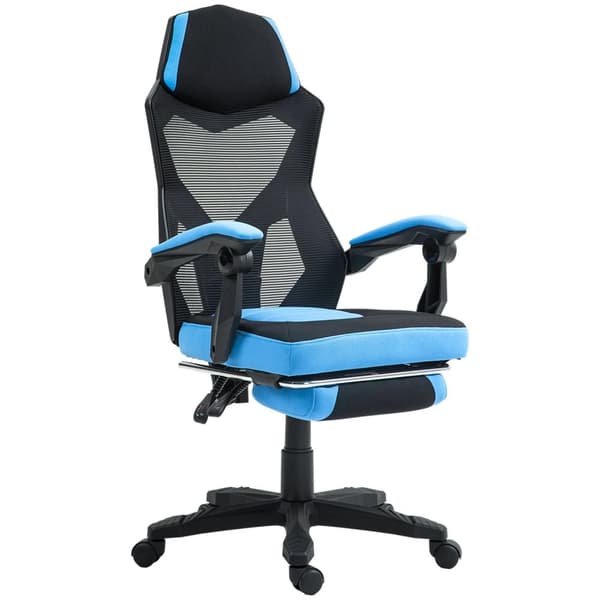 Rootz Gaming Office -ordförande - Höjdjusterbar säte - Roterbar rull - Ergonomisk komfort - 58 cm x 63 cm x 112-122 cm - Blå -svart