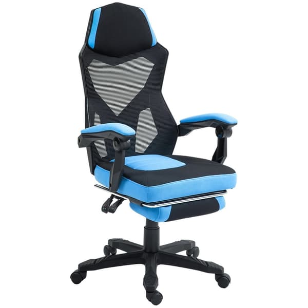 Rootz Gaming Office -ordförande - Höjdjusterbar säte - Roterbar rull - Ergonomisk komfort - 58 cm x 63 cm x 112-122 cm - Blå -svart