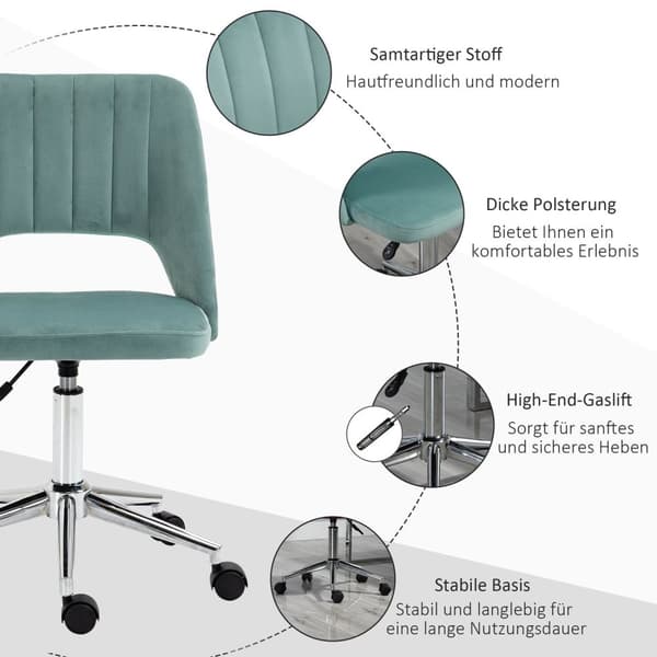 Rootzin korkeuden säädettävä työpöytätuoli - toimistotuoli - ergonominen tuoli - 360 ° pyörivä - vaahdon mukavuus - 49 x 60 x 79-91 cm