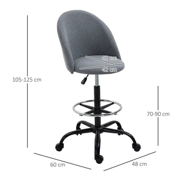Rootz Højdejusterbar skrivebordsstol - Kontorstol - Rotatabelt skrivebordssæde - Optimal komfort - 48L x 60b x 105-125h cm