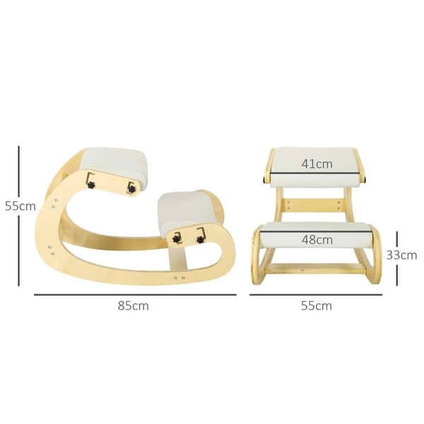 Rootz KniesitzstuHL ergonominen puinen kääntötuoli - asennonkorjain - selkäkipujen helpotus - koivupuu - 55 cm x 85 cm x 55cm
