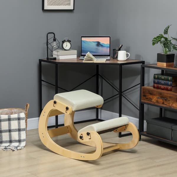 Rootz KniesitzstuHL ergonominen puinen kääntötuoli - asennonkorjain - selkäkipujen helpotus - koivupuu - 55 cm x 85 cm x 55cm