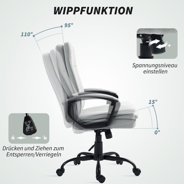 Rootz Office -tuoli - Pöytätuoli - Ergonomiset istuimet - hengittävä kangas - 63 cm x 70cm x 102-112cm
