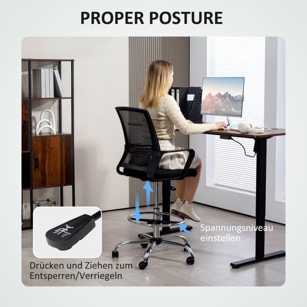 Rootz Office Chair - Swivel Chair - Rotertable Deskstol - Justerbar & Rollable - 58 cm x 58 cm x 103-123 cm