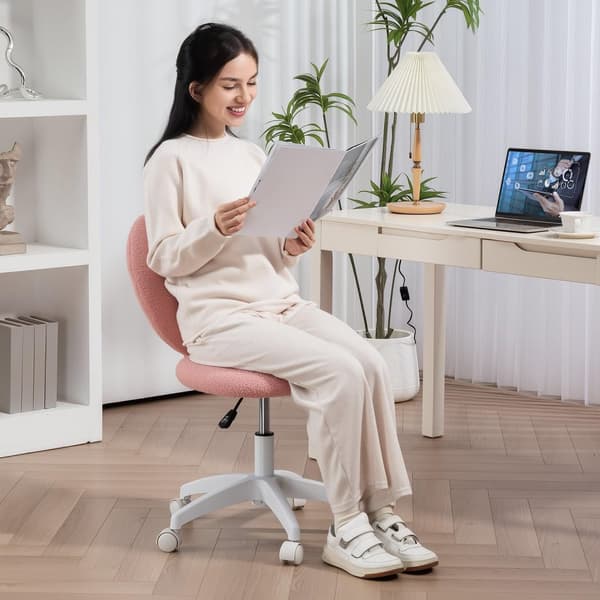 Rootz Office Desk -tuoli - sydämen muotoinen selkänojatuoli - pehmustettu kääntyvä tuoli - viihtyisä Teddy Fleece - 45cm x 56cm x 78-88cm