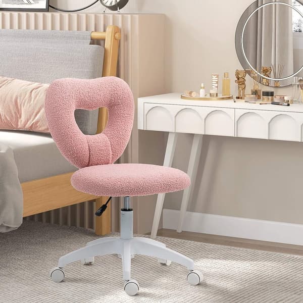 Rootz Office Desk -tuoli - sydämen muotoinen selkänojatuoli - pehmustettu kääntyvä tuoli - viihtyisä Teddy Fleece - 45cm x 56cm x 78-88cm