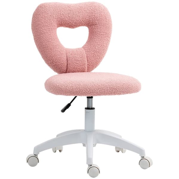 Rootz Office Desk -tuoli - sydämen muotoinen selkänojatuoli - pehmustettu kääntyvä tuoli - viihtyisä Teddy Fleece - 45cm x 56cm x 78-88cm