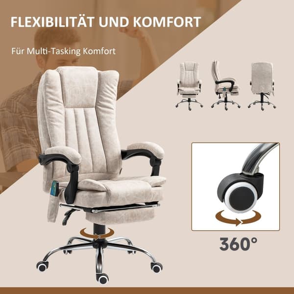 Rootz -kontorstol med massage - Ergonomisk skrivebordsstol - Opvarmet sæde - 62 cm x 70 cm x 113-120 cm - Ultimate Comfort