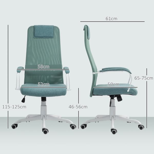 Rootz Pyörivä toimistotuoli - ergonominen lannerangan tuoli - Säädettävä työpöytätuoli - paksu vaahtotuki - 58 x 61 x 115-125 cm