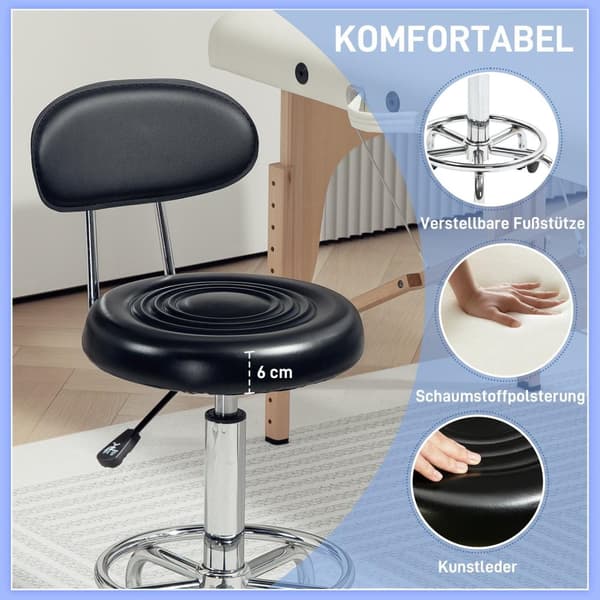 Rootz Roll -pall - Justerbar roterbar pall - Salongstol - Hela dagen komfort - Svart - 32B x 40T x 70-86H cm