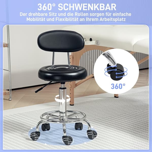 Rootz Roll -pall - Justerbar roterbar pall - Salongstol - Hela dagen komfort - Svart - 32B x 40T x 70-86H cm