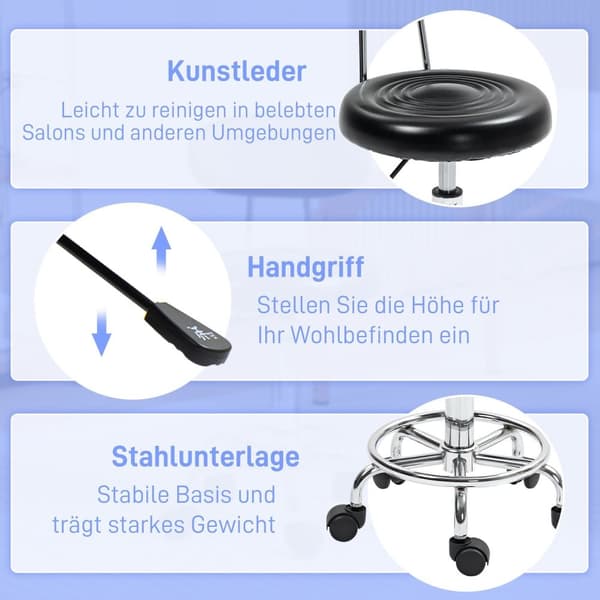 Rootz Roll -pall - Justerbar roterbar pall - Salongstol - Hela dagen komfort - Svart - 32B x 40T x 70-86H cm