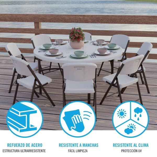 Sidobord Lifetime Kräm 152 x 74 x 152 cm Stål Plast