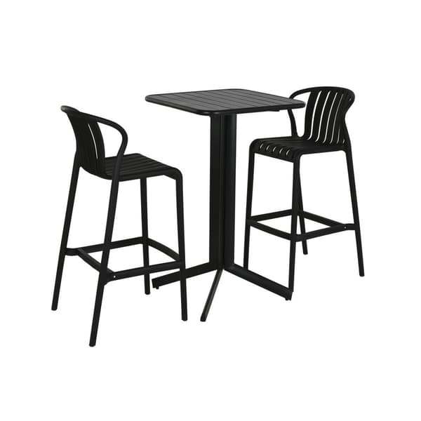 Bordsgrupp med 2 stolar Home ESPRIT Svart Metall polypropen 60 x 60 x 102 cm