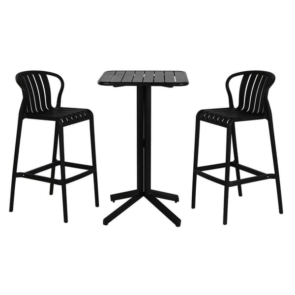 Bordsgrupp med 2 stolar Home ESPRIT Svart Metall polypropen 60 x 60 x 102 cm
