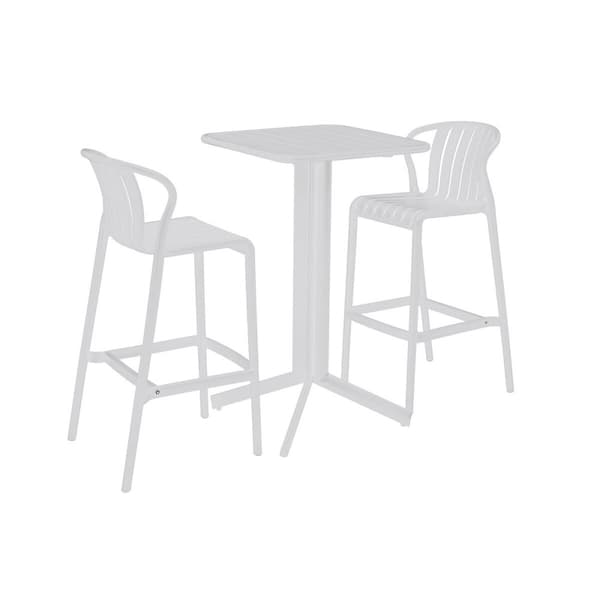 Pöytäsetti 2 tuolilla Home ESPRIT Valkoinen Metalli polypropeeni 60 x 60 x 102 cm