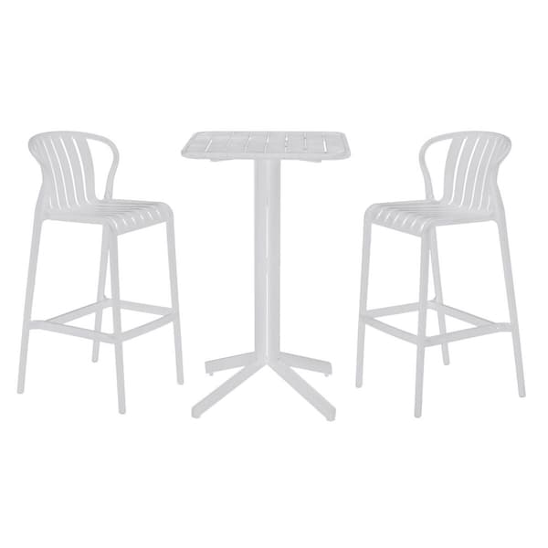 Pöytäsetti 2 tuolilla Home ESPRIT Valkoinen Metalli polypropeeni 60 x 60 x 102 cm