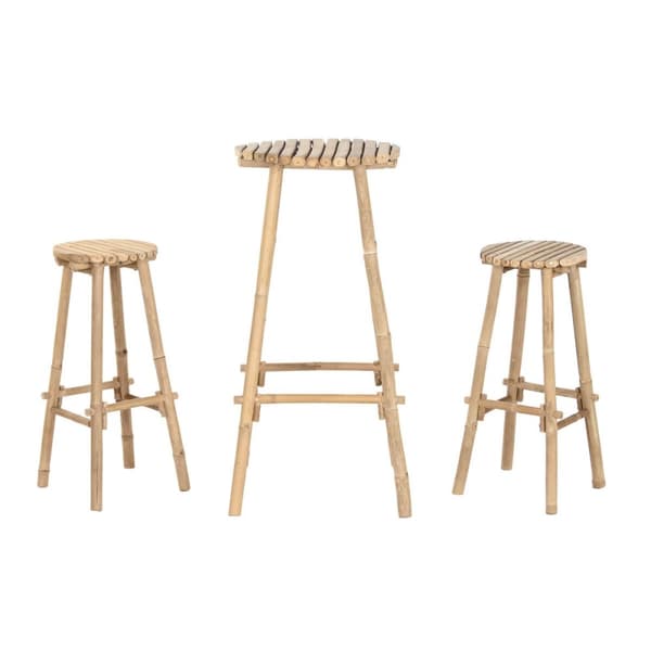Bordsett med 2 stoler Home ESPRIT Bambus 50 x 50 x 105 cm