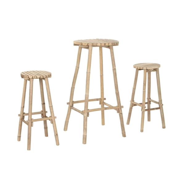 Bordsett med 2 stoler Home ESPRIT Bambus 50 x 50 x 105 cm