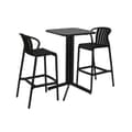 Miniatyrbilde 2 av 8: Bordsett med 2 stoler Home ESPRIT Svart Metall polypropylen 60 x 60 x 102 cm