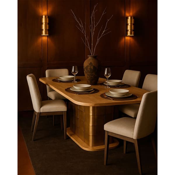 Middagsbord Home ESPRIT Gyllen Messing Treverk av mangotre 210 x 110 x 76 cm