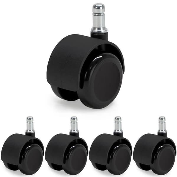 Självbromsande hjul för kontorsstol Waytex 78600 Självbromsande lastad stol, diameter 50 mm för hårda golv, set om 5 svarta