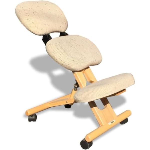 Ergonomisk stol - Cinius - Naturligt ryggstöd - Gummiträ - Hållbart tyg - Höjdjusterbar