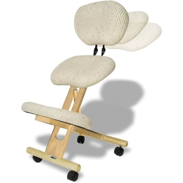 Ergonomisk stol - Cinius - Naturligt ryggstöd - Gummiträ - Hållbart tyg - Höjdjusterbar