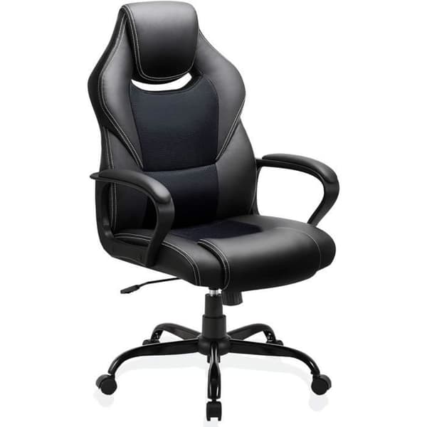 BASETBL Ergonomisk Kontorsstol Höjdjusterbar Ryggstöd Lutande Huvudstöd Ländryggsstöd Svart