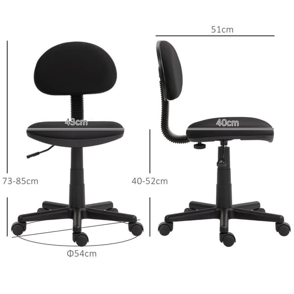 Kontorstol, 43x51x73-85 cm, Sort