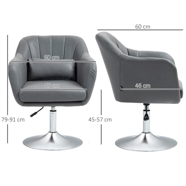 Lounge-tuoli, 60x60x79-91 cm, tummanharmaa