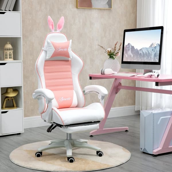 Gaming stol, 65x63x136-142 cm, Pink
