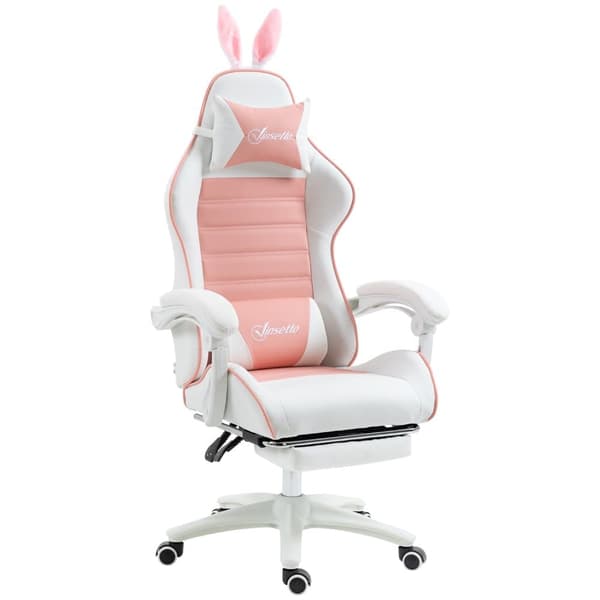 Gaming stol, 65x63x136-142 cm, Pink