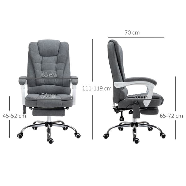 Kontorstol, 65x138x98-104 cm (helt udstrakt), 65x70x111-119 cm (opretstående), Grå