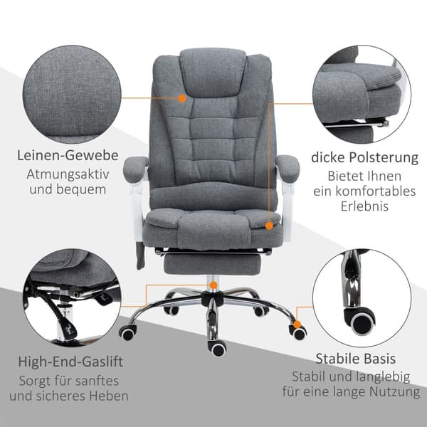 Kontorstol, 65x138x98-104 cm (helt udstrakt), 65x70x111-119 cm (opretstående), Grå