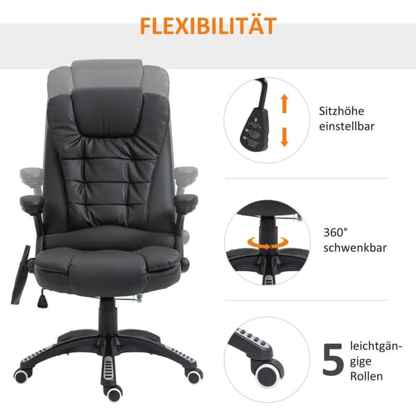 Kontorstol, 62x68x111-121 cm, Sort