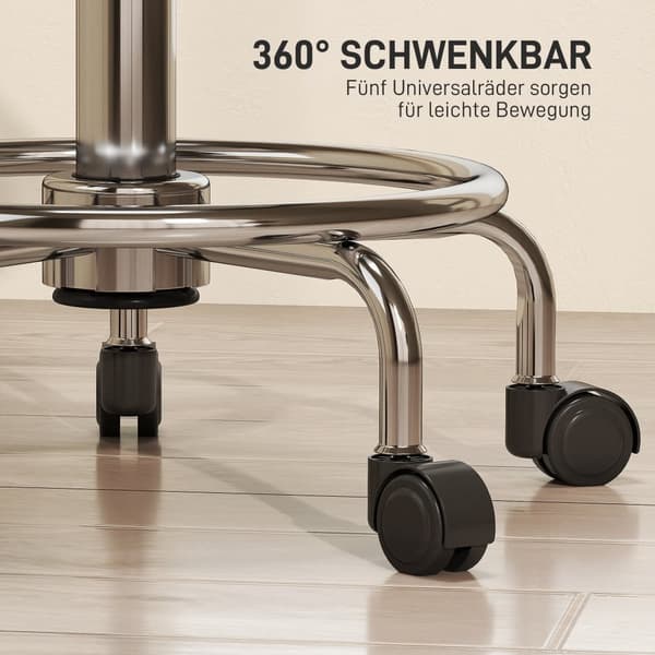 Rullende Skammel, 43x43x59-75 cm, Sort