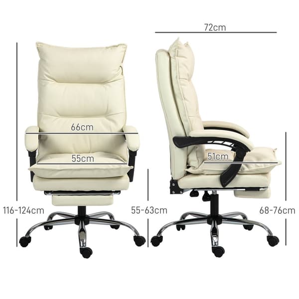 Kontorsstol, 66x72x122-130 cm (upprätt), 66x120x98 cm (helt liggande), Beige