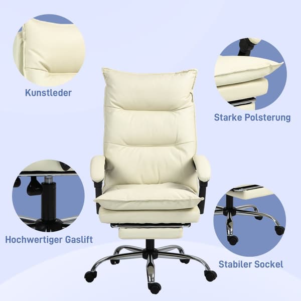 Kontorsstol, 66x72x122-130 cm (upprätt), 66x120x98 cm (helt liggande), Beige