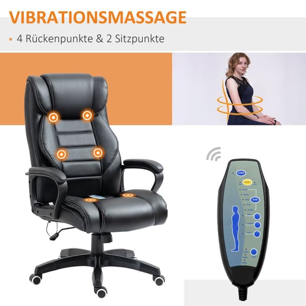 Massage Kontorstol, 66x78x112-120 cm, Sort