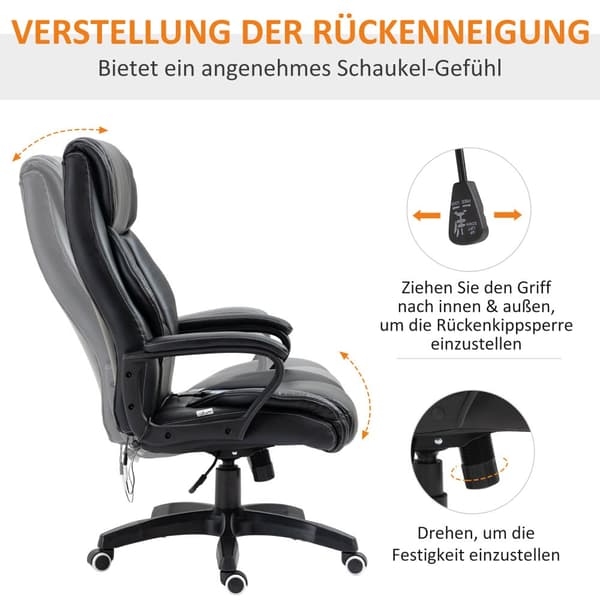 Massage Kontorstol, 66x78x112-120 cm, Sort