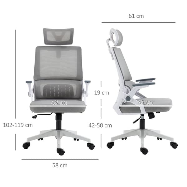 Toimistotuoli, 58P x 61L x 102-119K cm, Harmaa