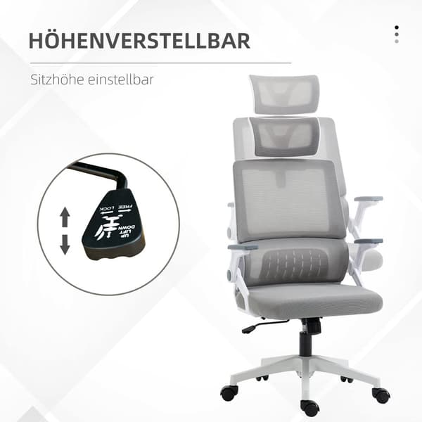 Toimistotuoli, 58P x 61L x 102-119K cm, Harmaa