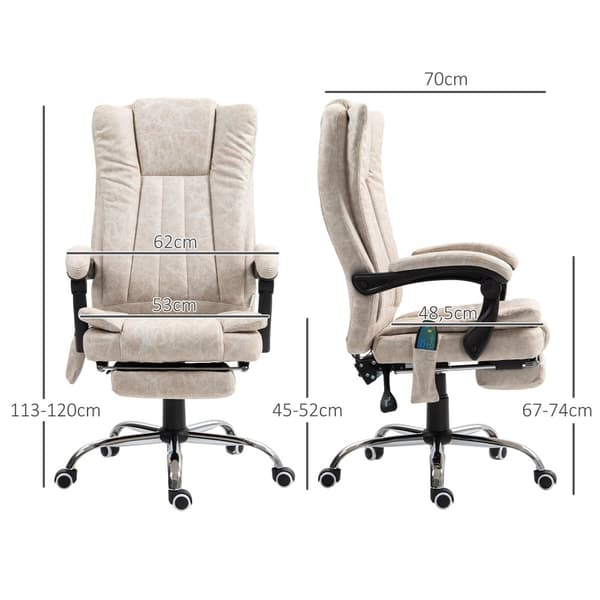 Kontorstol, 62x70x113-120 cm, Creme Hvid