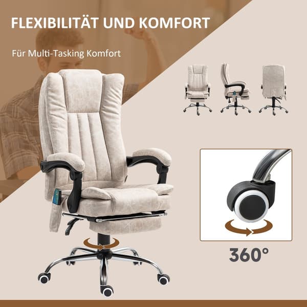 Kontorstol, 62x70x113-120 cm, Creme Hvid
