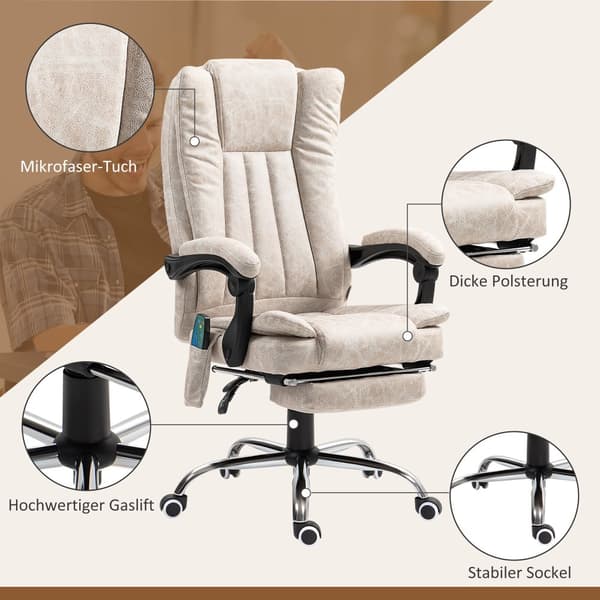Kontorstol, 62x70x113-120 cm, Creme Hvid