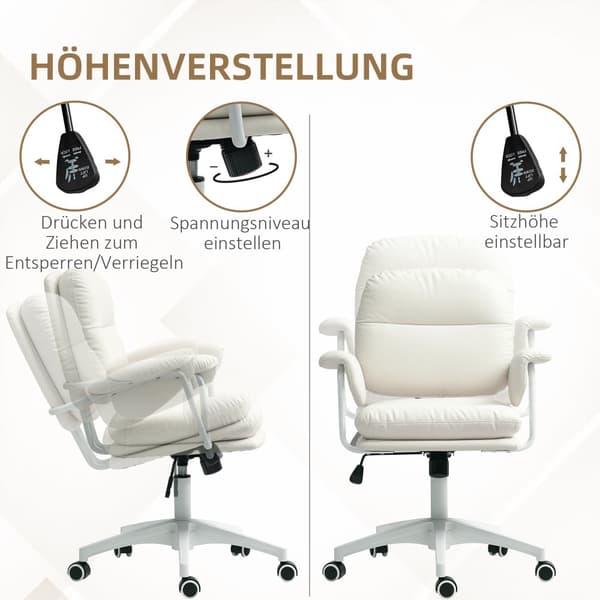 Kontorsstol, 65x64x88-98 cm, Vit