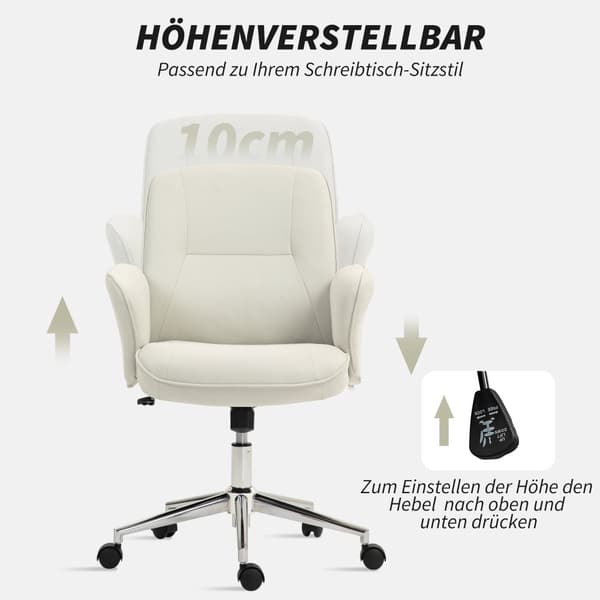 Kontorsstol, 67x69x92-102 cm, Kräm Vit